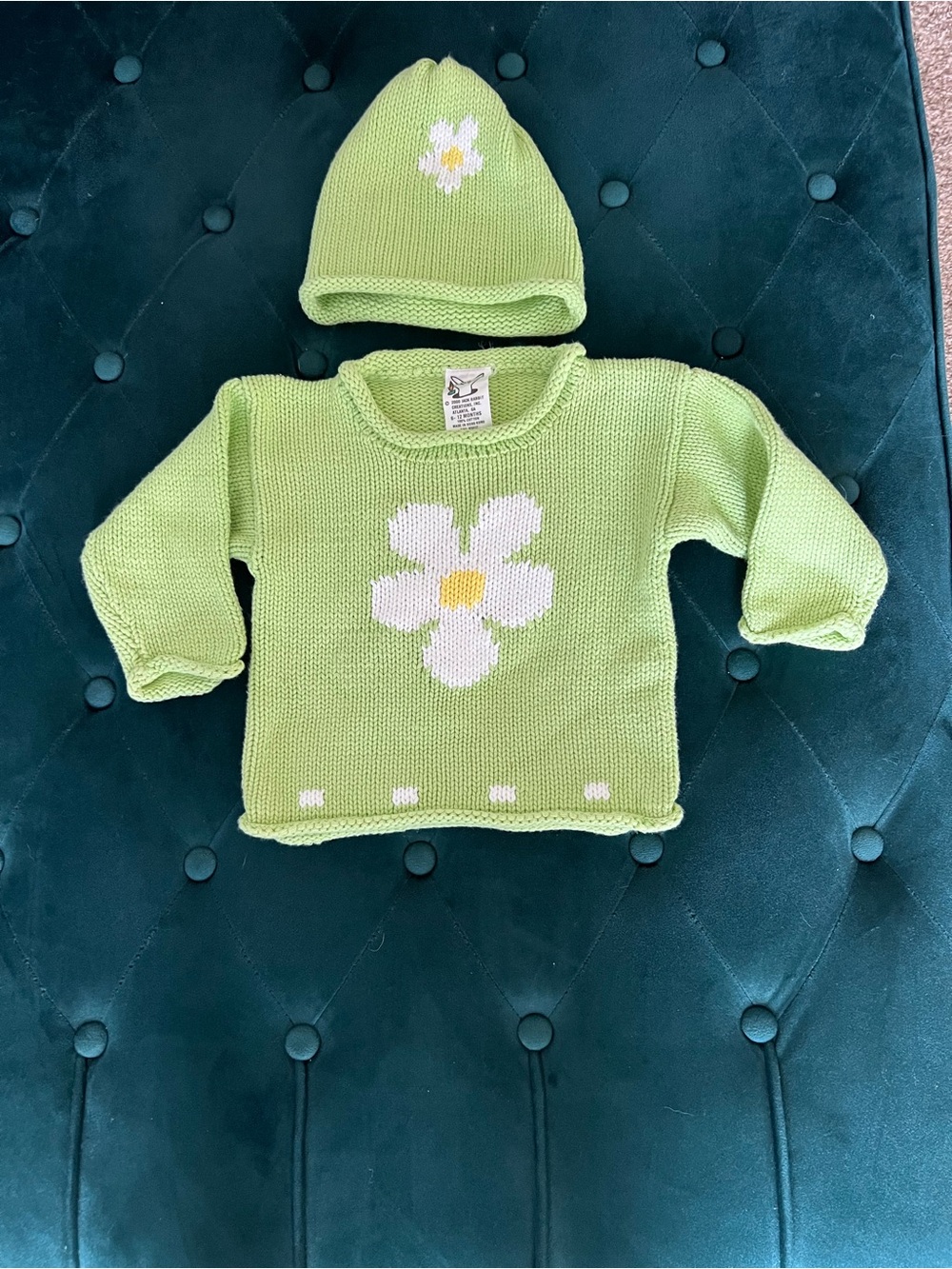 Jack Rabbit Creations  Vintage 90’s Knit Sweater & Hat 6-12 Months Baby Girl